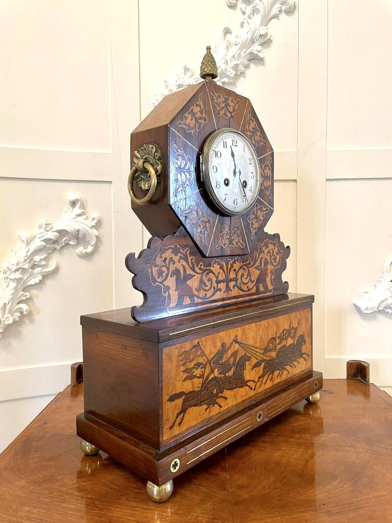 Fine Antique Regency Inlaid Marquetry Mantel Clock - Image 2